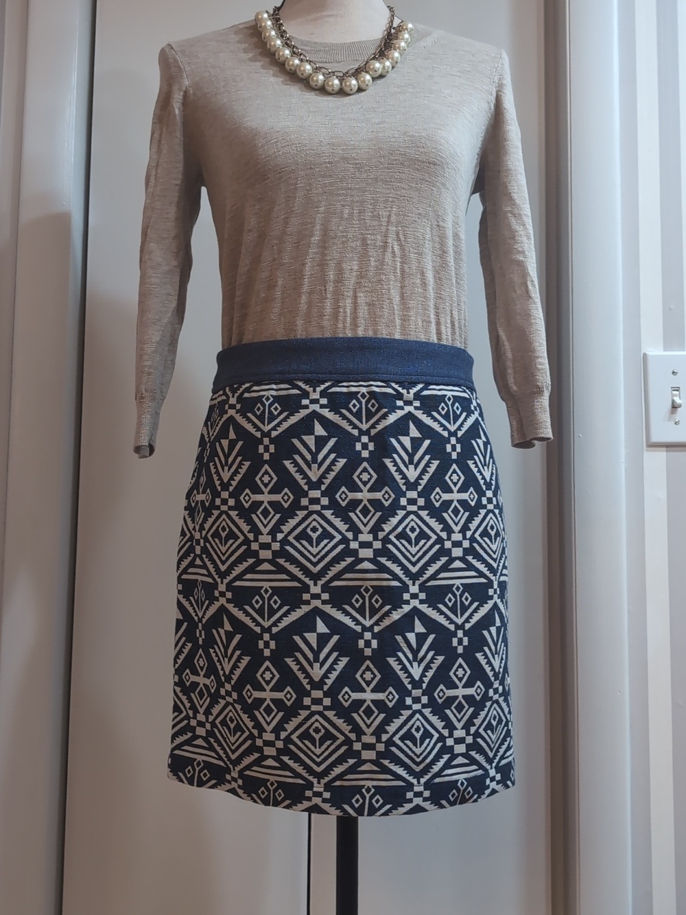 Pixley Navy Geometric Skirt